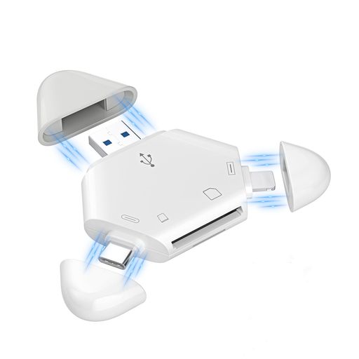 【2025新バージョン】sdカードリーダーiPhone/TypeC/USBメモリカードリーダー4in1USB/SD/TF変換アダプ..