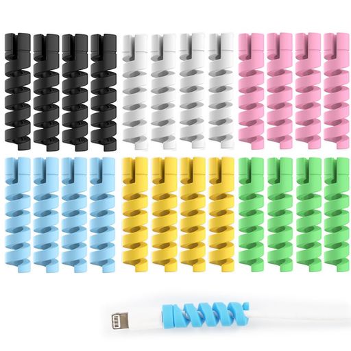 BIUTEFORケーブルプロテクター断線防止カバーケーブル保護ツイストカラー耐摩耗性小型軽量TPU素材24セ..