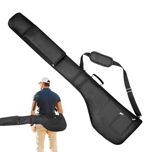ゴルフクラブケース8〜10本練習用超軽量折りたたみ大容量ファスナーポケット付き初心者メンズレディースゴルフケースブラック