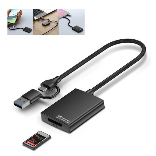 JJCCFexpressTypeA専用カードリーダーUSB3.2Gen2高速10GbpsUSB-C/USB-A2-in-1設計Android/WindowsXP/Vista/7/8/8.1/10/11/MacOS(M1&M2