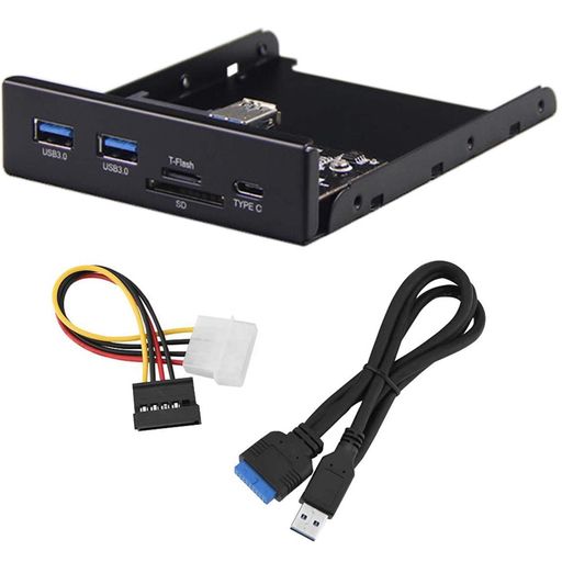3.5インチフロントパネル多機能TypeC/USB3.0/TFSD/デスクトップフロッピードライブのUSB3.0外部インターフェイスを拡張して【多機能TypeC*1+USB3.0*2+TFカード*1+SDカード(2.0)