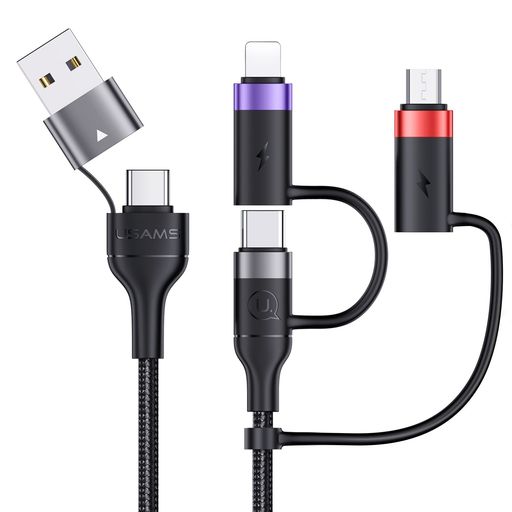USAMS充電ケーブル60WPD対応急速充電USBTYPECケーブル1.2MUSBケーブル高速データ転送TypeCtoTypeCケーブルUSBCtoUSBA変換アダプタph0ne/タイプC/マイクロ一本多役
