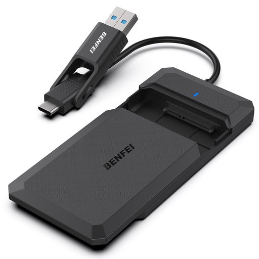 BENFEI 2.5 インチ SATA to USB ツールフリー外付けハードドライブエンクロージャ、USB Type-C/Type-A to SATA 互換(SSD に最適化、UASPをサポート)