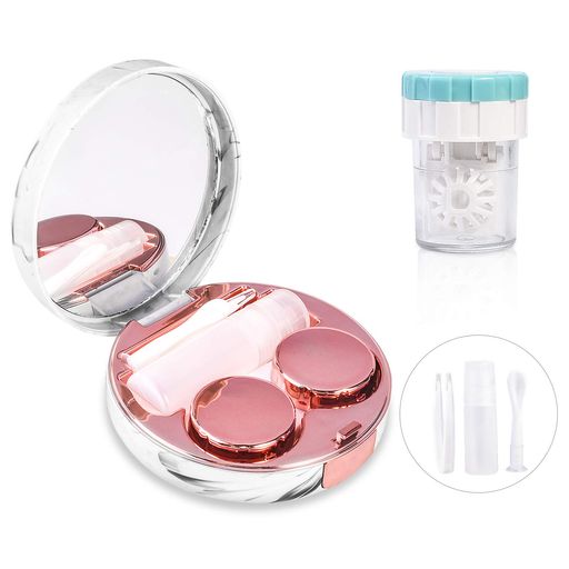 ContactLensTravelKitwithCleanerWasherPortableContactBoxwithMirrorTweezersRemoverToolSolutionBottleforDaily(4.0)