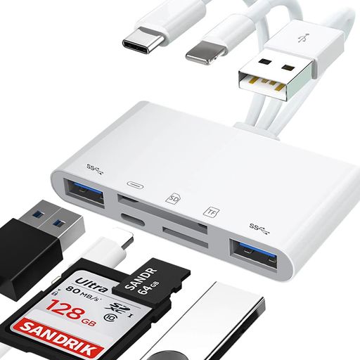 HovvaaSDカードリーダー5in3Phone/Type-C/USBSD/TFカードカメラリーダーUSB/SD/TF変換アダプタUSB3.0双..