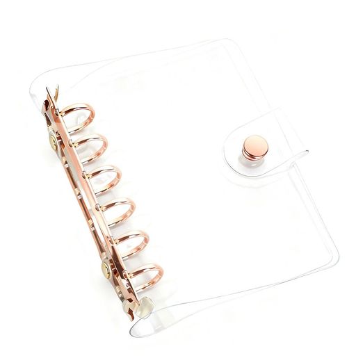 サムコスシステム手帳6穴ノートカバー透明バインダーシステム手帳PVCメタルリング6個のリング鍵付き手..