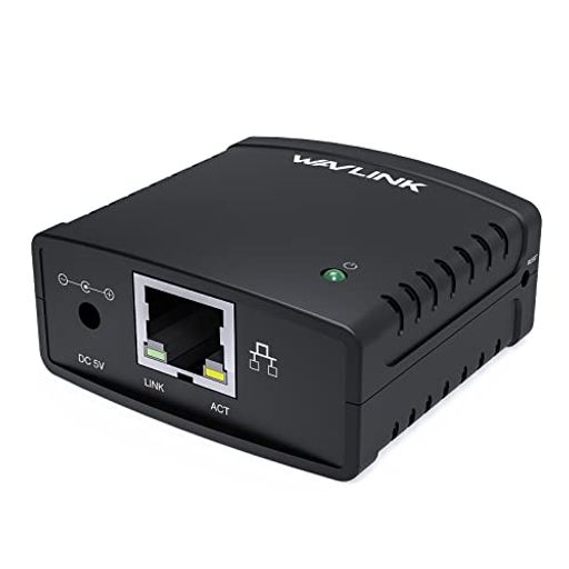 WAVLINKUSB2.0ネットワークプリントサーバーUSBプリンタ用LANプリント共有サーバーLPRプリントプロトコル10/100MbpsコンピュータプリントサーバーアダプタWindows7/8/8.1/XP/10/11/Vista