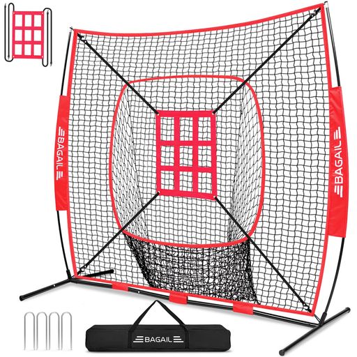 BAGIL野球ネットベースボールネット練習用バッティングネットピッチングネットスチール製野球器具硬式/軟式対応打撃投球防球ネットソフトボール練習ネットトレーニング組み立て簡単折…