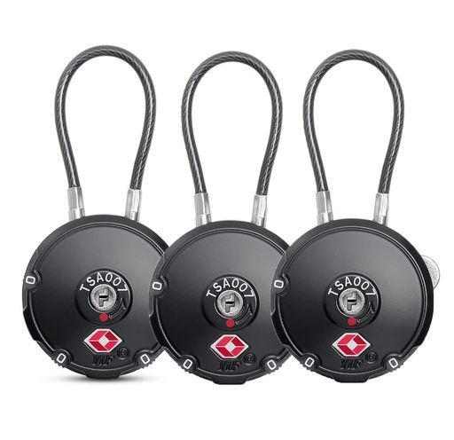 YAVINCOL3個入リTSAロックTSA南京錠TSA鍵ロックワイヤーロックTSAナンバー錠スーツケースロックTSAロッ..