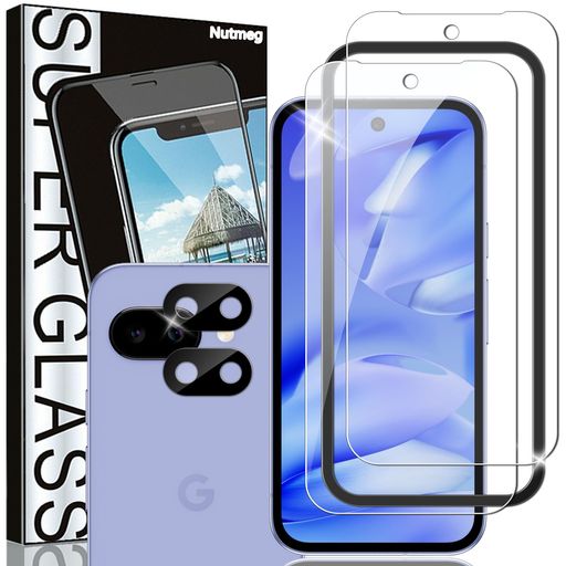乐天商城 - Nutmeg【ガイド枠付き2+2枚】GooglePixel9a用のガラスフィルム2枚+GooglePixel9aカメラフィルム2枚【日本旭硝子素材製】Pixel9aフィルムグーグルピクセル9a保護フィルム強化ガラス