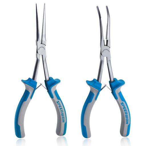 SPEEDWOX2本セットミニロング先細ラジオペンチマイクロプライヤー手芸用ニードルノーズ先曲リードベントタイプ針はずしバネ付軽量つかむ曲げる