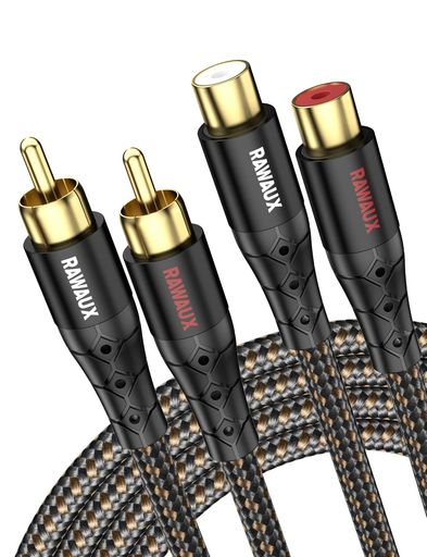 RAWAUX RCA 延長ケーブル 24K金メッキ2RCA オス - メス音声ケーブル 2重シールド赤...