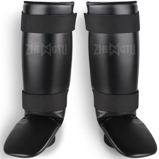 ZHENGTUベーシックレッグガードレガースキックボクシング格闘技足サポーターシンガードすね当て3cm厚手..