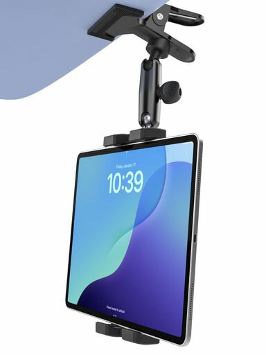 Kolaselsサンバイザータブレットホルダー車ipadホルダー金属アームクリップ式車載スマホホルダー取り付け簡単360度回転自由調節日本語説明書付き4-13インチ多機種対応:iPadPro12.9119.7Air