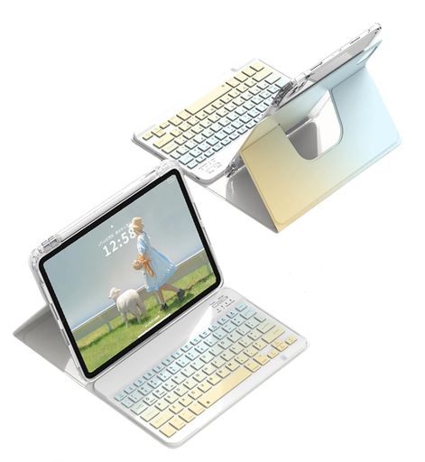 Moogukadan適合iPadAir11インチ(2025M3/2024M2)/Pro11第4321世代/Air第45世代10.9インチ用のキーボードケース360度回転縦置きマグネッ..