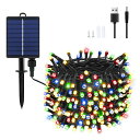 DalugoLEDイルミネーションライトソーラーストリングライトUSB充電可能クリスマスツリーライトキャンプ用飾りライト屋外室内IP65防水200電球22m8点灯モード夜間自動点灯LEDイルミネーション…