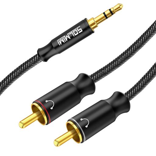 SOLMIMI 2.4M 3.5MM ƥ쥪ߥ˥ץ饰 TO 2RCAѴ֥ ƥ쥪ǥ֥ 3.5MM ƥ쥪ߥ˥...