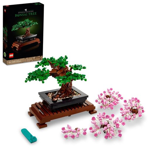 878ピース レゴ 盆栽(10281)は、盆栽や植物、クリエイティブなレゴ愛好家にとって、マインドフルネスを実感できる組み立てセットです。 交換用ピースが付属しているので、常緑樹や桜の木など組み替えて楽しむことができます。 桜の花びらには、なんと!可愛らしいカエルたちが隠れています。長方形の植木鉢と木製風の台座が付属し、上品で洗練された仕上がりを楽しめます。 レゴ 盆栽は、ひと味違うレゴの組み立てがお好きな方にもぴったりです。お誕生日プレゼントや記念日のギフトとしても大変喜ばれます。