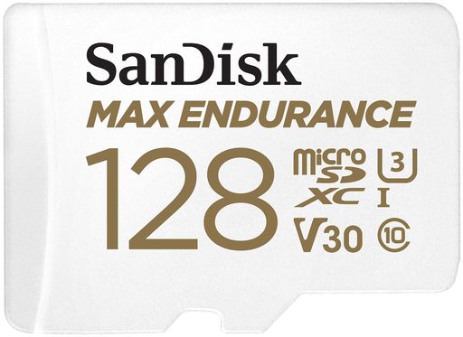 SANDISK 128GB MAX ENDURANCE MICROSDXC CARD WITH ADAPTER FOR HOME SECURITY CAMERAS AND DASH CAMS - C10 U3 V30 4K UHD MICRO