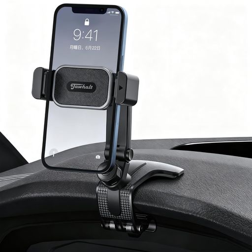 Jawhalt 車載スマホホルダー 360°回転可能 多機能 車 スマホスタンド クリップ 4~7.2インチの全スマートフォンに対応