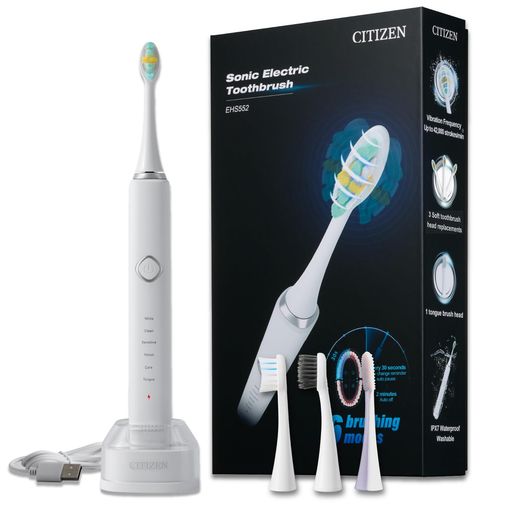 シチズン音波式電動歯EHS552-26モード搭載舌磨き対応専用舌付き防水替えセット優しく磨く電動歯ホワイトニング舌クリーナー充電台プレゼントギフト母の日父の日