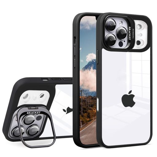 樂天商城 - JOOBOY スマホケース 対応 iPhone 17 Pro Max クリアケース 透明 レンズスタンド付き スタンド機能 レンズカバー付き PC背面+TPUバンパー おしゃれ 耐衝撃 ストラップホール付き アイフォン17プロ…
