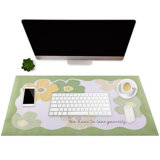 HOMMDECO40*60cmダイニングテーブルマットレザー防水滑り止めデスクトッププロテクターネイルマウスキーボードメイクアップテーブルデスクバーレストランパッド(ダブルフラワーヒットク…