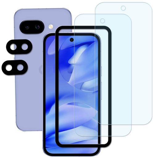 Rakuten - 【2+2枚セット+ガイド枠付き】KPNS日本素材製ブルーライトカットGooglePixel9a用ガラスフィルムカメラフィルムカバー保護フィルム
