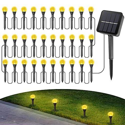 ガーデン屋外 🌟【30球屋外防水ソーラーグランドライト】長さは9.25メートルで、30球のLED埋込ライトを搭載しています。ロリポップのようソーラーガーデンライトはとても可愛くてピカピカ光る、どこでも設置可能、庭園や小道、ポ...