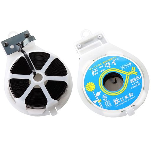 ビニタイ園芸用30m小巻カッター付きリール品黒キク用QC-038-7共和ビニールタイ農業支柱固定誘引そえ木結束