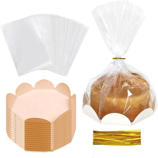 Other - YFFSFDCシフォンケーキopp袋食パン袋シフォンケーキラッピング包装袋焼菓子袋家庭用ベーカリーショップ用業務用ケーキ用個包装袋ベーカリー包装紙製6号ケーキベース付きワイヤータイ付…