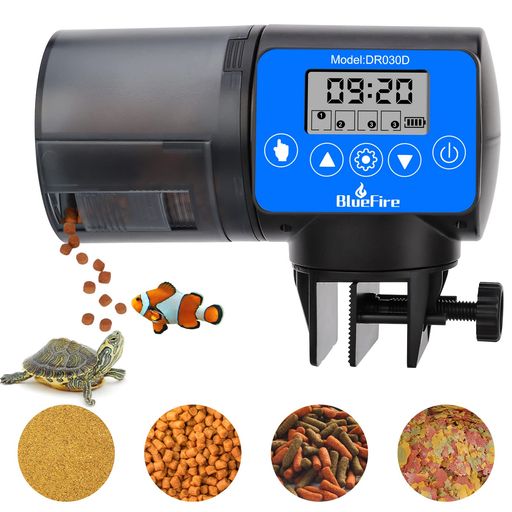 BlueFire魚自動給餌器餌やり器オートフィーダー熱帯魚金魚水族水槽用多段階&多回転数自動餌やり機 ...