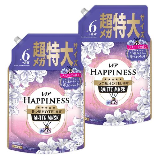 レノアLenor【まとめ買い】[大容量]ハピネス夢ふわタッチ柔軟剤リラックスナイトホワイトムスク詰め替え1900mLx2袋