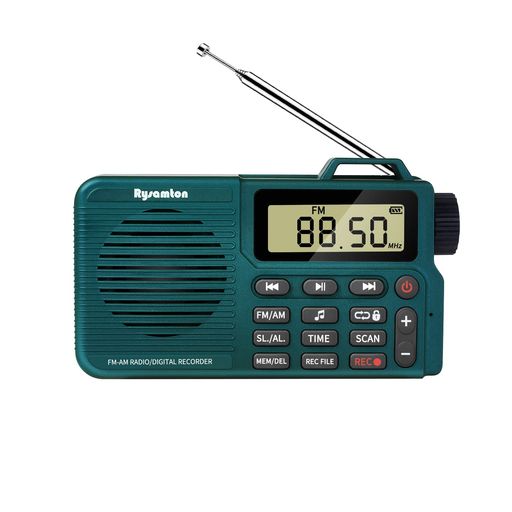 FM/AM高感度受信多機能小型ラジオワンタッチ録音2000MAH大容量充電池付きMP3再生可能録音ラジオ(緑)