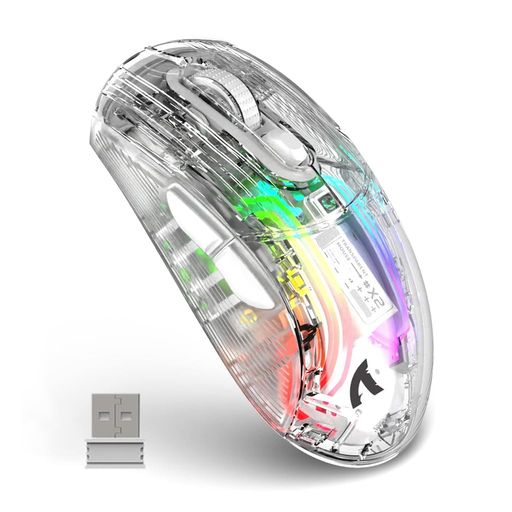 【3モードワイヤレスマウス】ゲーミングマウスは2.4GHz伝送技術、Bluetooth5.0、有線USB-C(コードの長さ約1.24メートル)を採用し、10メートル以内の信頼性が高く、正確で長距離の接続を提供します。応答はほぼ瞬時に行われま...