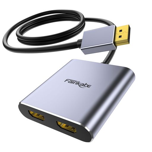 DisplayPorttoデュアルHDMI拡張4K60HzディスプレイポートからHDMI分配器デュアルモニター拡張DP1.2to2つHDMIモニターPC、ノートPC、グ..