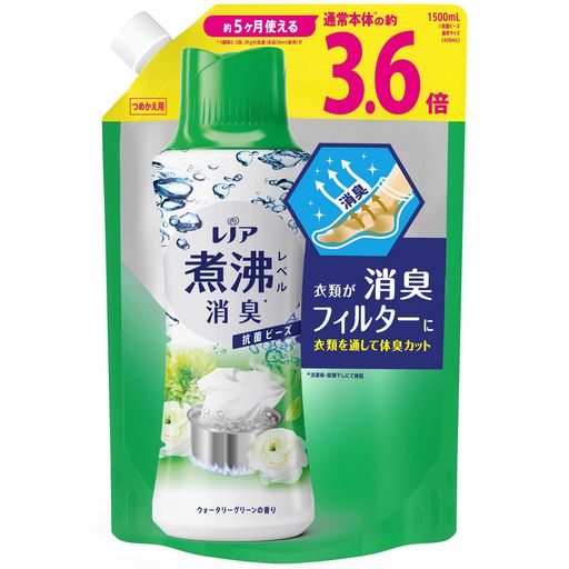 消臭 いつもの洗剤・柔軟剤に加えるだけで、煮沸レベルの消臭力+洗濯槽の防カビ効果! 抗菌ビーズなら、洗濯した衣類がまるで「消臭フィルター」に!着用中に服を通して汗臭・体臭をカットするから、汗をかいた後も外にニオイが広がらない! 抗菌ビーズは、洗濯前に洗濯槽に直接入れるだけ!縦式・ドラム式洗濯機のどちらでも使用できます 冷たい水やスピードコースでもしっかり溶けます いろいろな柔軟剤とも香りの相性バツグン