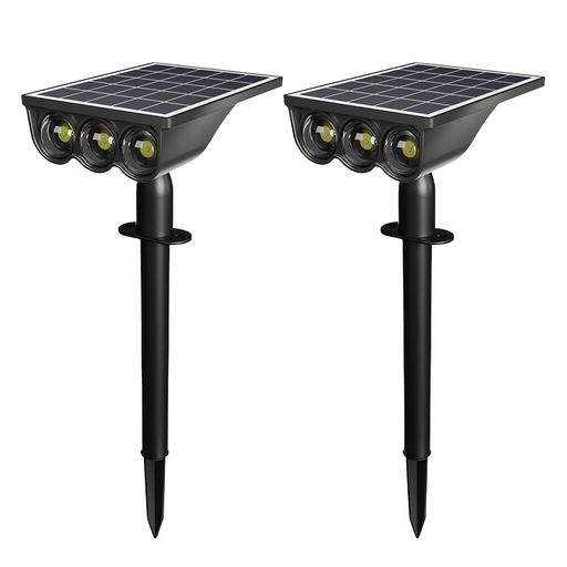 【3個高輝度LED・1500mAh大容量バッテリー】この屋外センサーライトは3つの高輝度LEDを搭載し、お庭の隅々を明るく照らすことができます。また、1500mAhの大容量バッテリーを搭載し、フル充電時には約8~12時間の連続点灯が可能です。 【多結晶シリコンソーラーパネル・光センサー】弊社の屋外 ライトは高効率多結晶シリコンソーラーパネル採用で太陽光を効率充電することができます。智能光センサーが周囲の明るさを自動感知し、昼間は太陽の光で充電、暗くなると自動で点灯します。電気代は一切不要です。長期不在でも自動点灯し、防犯ライトとしても安心です。 【2WAY設置・360°自由調整】面倒な配線不要のガーデンライトです!壁掛け設置と地面差し込み式の2通りの設置方法が選べます(※日光が遮られる場所への設置は避けてください)。ライトヘッドとソーラーパネルが360°あらゆる方向に自由調整可能です。お好みの角度を自由に照らすことができます。 【IP55防水等級・高級ABS素材】このソーラーライトは全新ABS素材採用で耐久性に優れています。