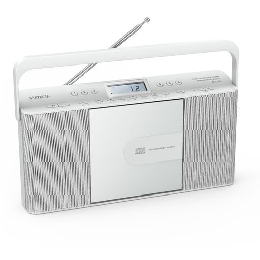 WINTECH(ウィンテック)【CDクロックFMラジオ】CDC-810Wホワイトボディ縦型スリムデザインデュアルアラ..