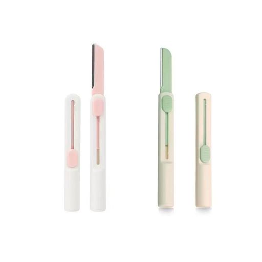 敏感肌に優しい仕様:柔らかなステンレス刃採用で、肌への負担を最小限に抑えた眉毛剃りです。赤みや刺激が気になる敏感肌の方でも、安心してご使用いただけます。収納式デザインで衛生的に保管可能。 精密なムダ毛処理:0.1mm極薄刃が細かい産毛もキャ...