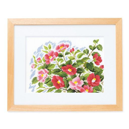 オリムパス製糸クロスステッチ刺しゅうキット風に舞う華たち寒風のつばき白7183