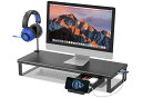 EAYHMモニター台USB2.0/3.0データ転送付き机上台USB/TYPE-C充電付きディスプレイ台引き出しとスマホホルダー付きパソコン台ヘッドホンスタンド付きモニタースタンド