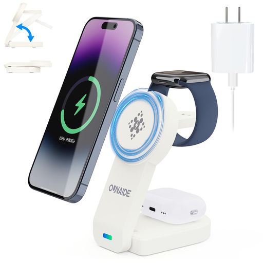 【新登場】ワイヤレス充電器 3 in 1 Mag-Safe式 アップルウォッチ充電器 折りたたみ式 マグネット式 急速スタンド i-Phone 17/16/15/14/13/12シリーズ iWatch