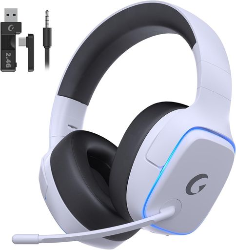 ゲーミングヘッドセットPS5ヘッドセット【2.4GUSB/TYPE-Cアダプター/BLUETOOTH5.3/有線】4WAY接続 20MS超低遅延ゲームヘッドセットアクティブノイズキャンセリング/50MMドライバー立体音響/RGB