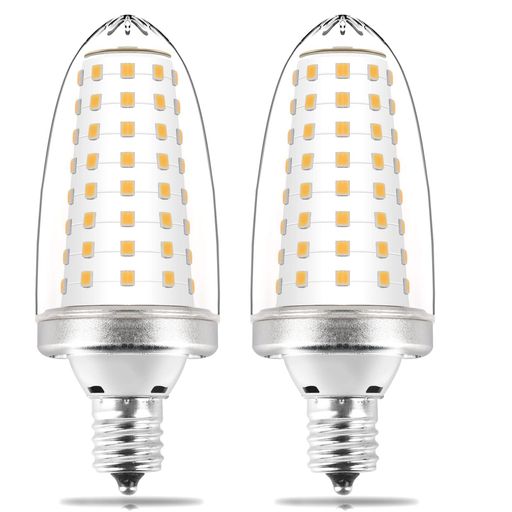 LED電球E17全方向80W形相当非調光型口金直径17mm高演色性クリアタイプ密閉器具対応10W省エネシャンデリア風蝋燭型レトロ電球キャンドル電球led照明日本PSE認証済(電球色2pcs)