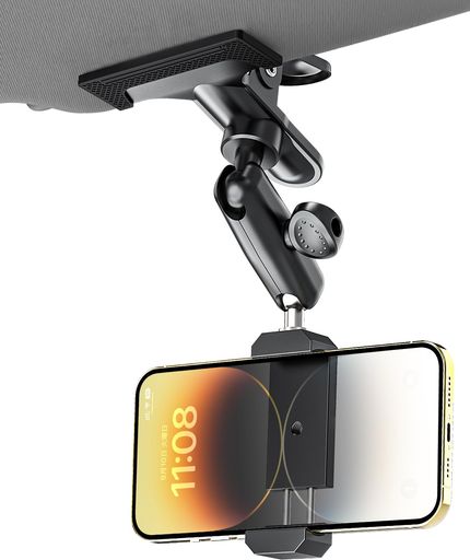 【最新進化金属製クリップ式】Dosvsi車サンバイザースマホホルダー車載ホルダー頑丈金属製クリップ車載携帯電話ホルダーユニバーサルスマホスタンド360°回転自由調節安定性携帯ホルダ…