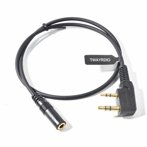 ケンウッド対応インカムイヤホン専用変換ケーブル2ピンコネクタ左右二重線矢印1ピンΦ3.5モノラルジャック