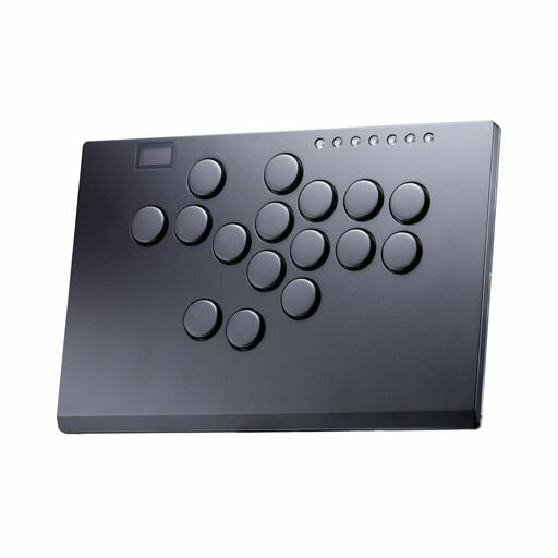 レバーレスアーケードスティックゲームコントローラー:Haute42M16+大型でスリムなアルミニウム合金テンプレート-16キーCrystalロープロファイルスイッチ-PC/PS4/PS3/Switch用のカスタムRGB