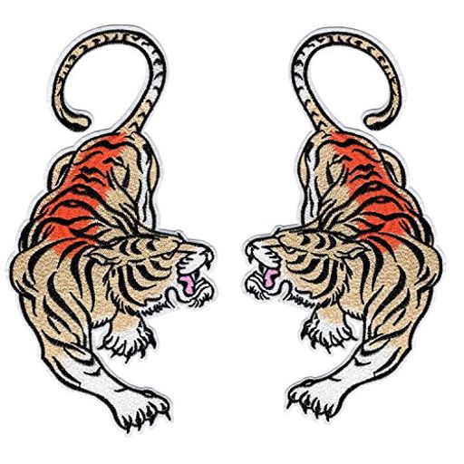 アップアップ(upup) DIY アイロン接着刺繍 アップリケ大型虎 tiger ワッペン2枚セット...