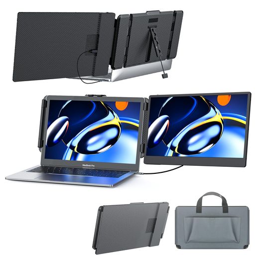 KwumsyポータブルディスプレイS1PortableMonitor14’’1080PFHDIPSデュアルノートpcディスプレイエクステ..